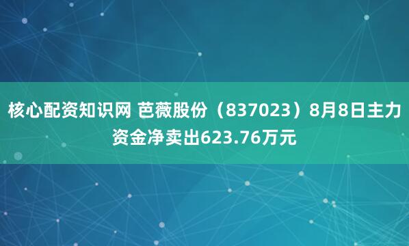 核心配资知识网 芭薇股份（837023）8月8日主力资金净卖出623.76万元
